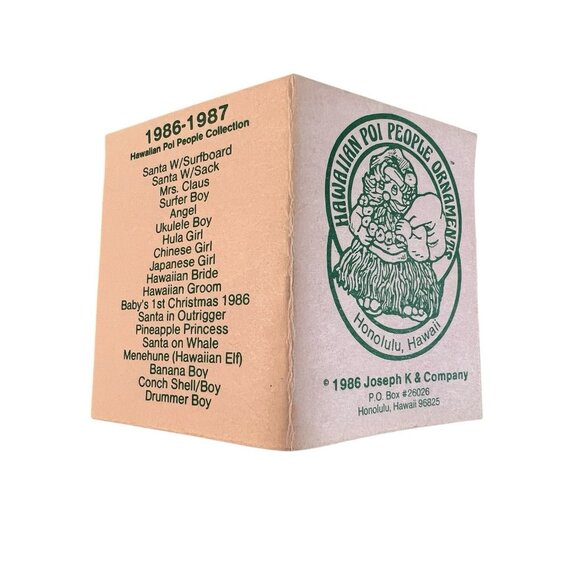 Vintage Hawaiian Poi People Santa w/Sack & Maui Angel Hanging Ornaments 1986-87 - Picture 13 of 16